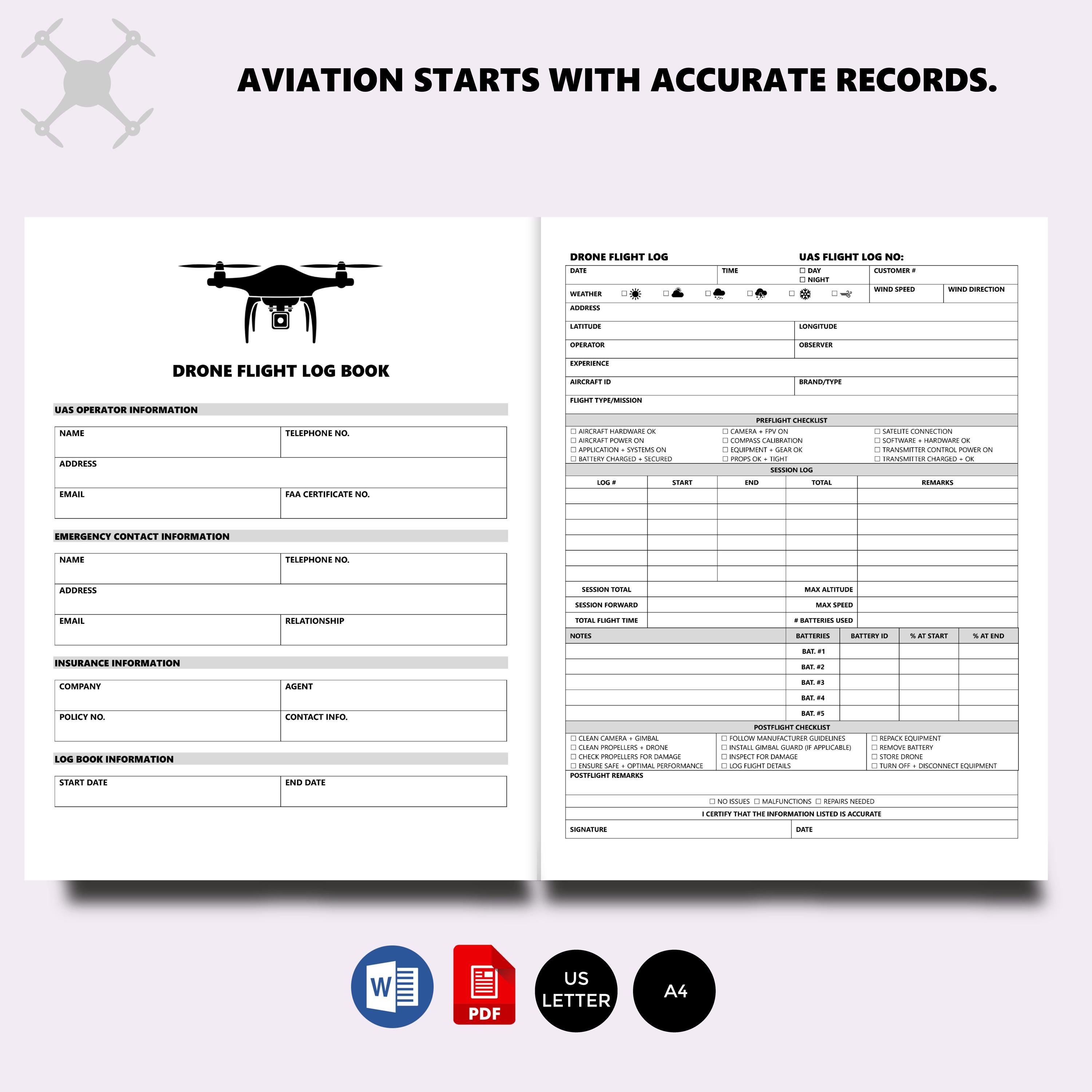 Flight Log Book - Etsy