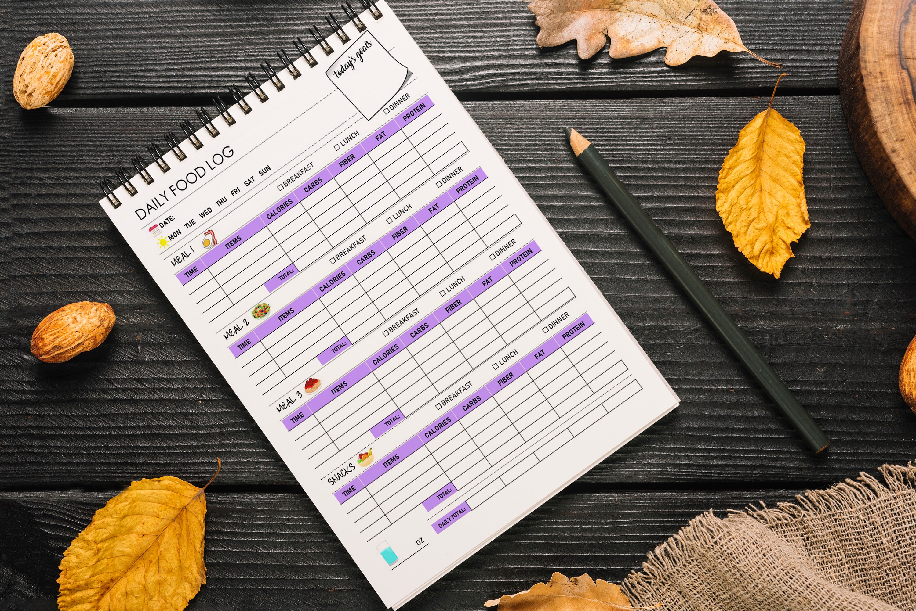 Daily Food Journal, Food Log, Food Diary, Food Tracker, Weekly Meal ...