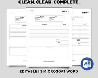Editable Simple Invoice Template: Microsoft Word