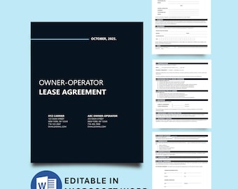 Editable Trucking Lease Agreement Template: FMCSA DOT Compliant (Microsoft Word)
