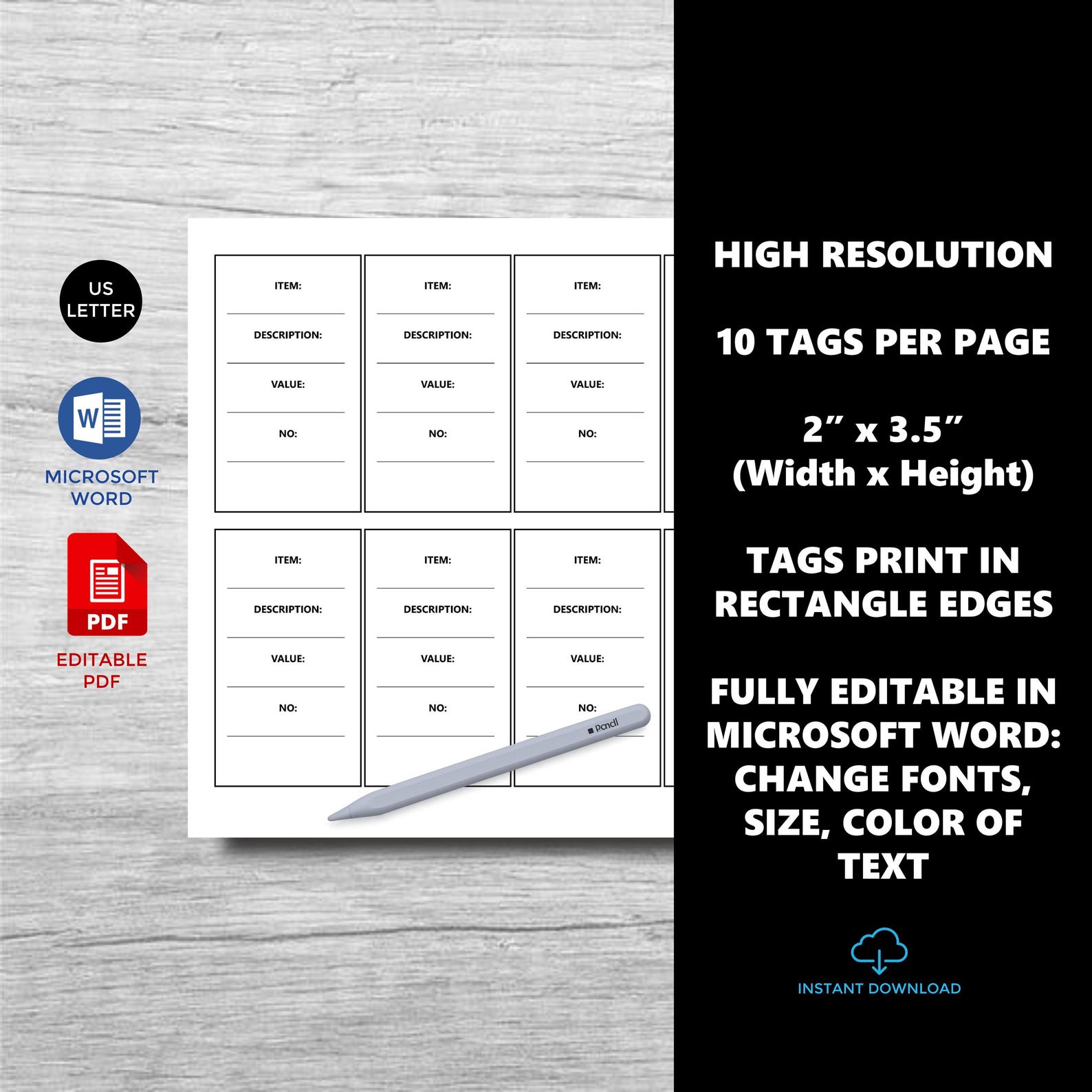 Editable Silent Auction Bid Sheet and Item Tags - Fundraiser Forms ...