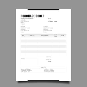 Bewerkbare inkoopordersjabloon: zakelijk formulier (Microsoft Word)