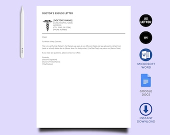 Modello di lettera di scuse modificabile per medici: Microsoft Word e Google Docs