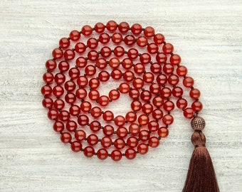 Mala beads 108 - Carnelian necklace  108 mala beads