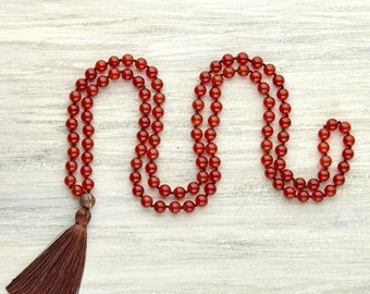 Mala beads 108 - Prayer beads Carnelian mala necklace Meditation beads Yoga jewelry Religion necklace Sacral chakra healing beads Japa mala