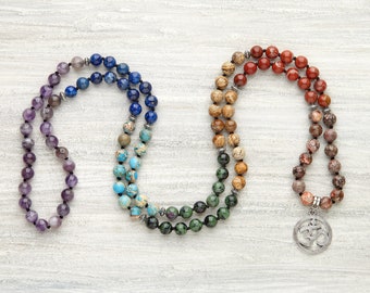 Women Men Natural Stone Turquoise Nepal Clay Tassel Pendant Necklace 8Mm 108 Mala Beads Onyx Tiger Eye Stand Jewelry Women Men Natural Stone Turquoise Nepal Clay Tassel Pendant Necklace 8Mm 108 Mala Beads Onyx Tiger Eye Stand Jewelry