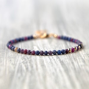 Gemstone bracelet Multicolor sapphire bracelet gold Wife gifts from husband Natural sapphire jewelry women September birthstone bracelet image 1