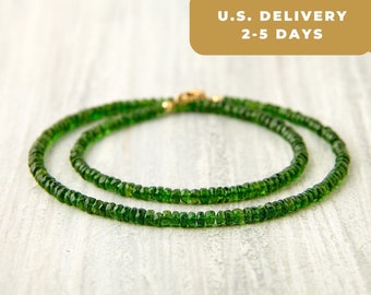Christmas Gift For Her - Diopside gemstone necklace Womens bead necklace Diopside stones jewelry Womens gift for her Green crystal necklaces