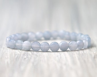 Handmade Beaded Bracelet - Aquamarine bracelet Mom birthday gifts March birthstone jewelry Gemstone coin bracelet Aquamarine healing jewelry