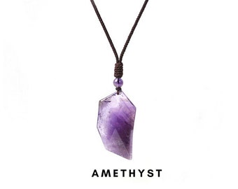 Crystal Pendant Necklace - Raw amethyst necklace Amethyst crystal necklace Amethyst pendant necklace Boho jewelry Healing stone necklace