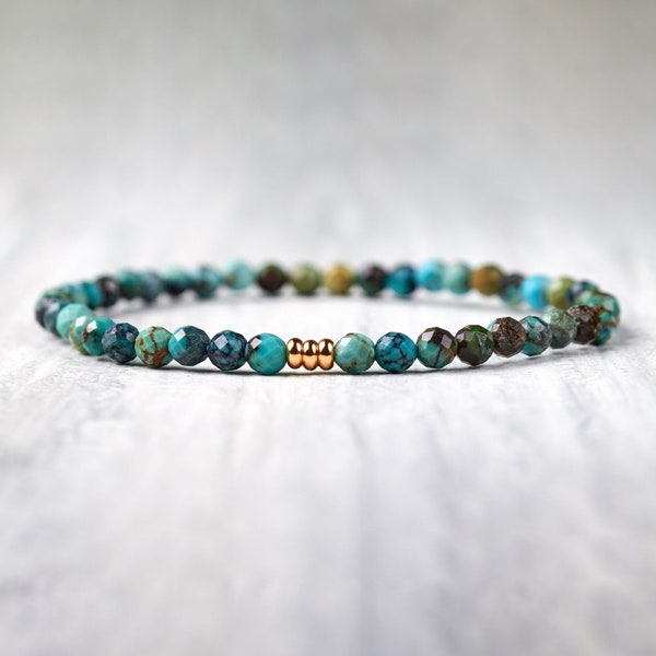Dainty bracelet - Arizona turquoise bracelet gold December birthstone jewelry Womens christmas gifts for wife Natural turquoise jewelry gift