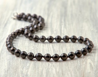 Handmade Beaded Necklace - Elite Shungite necklace Men’s beads EMF protection necklace Mens black necklace EMF necklace EMF blocker jewelry