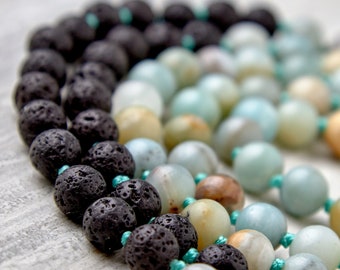 Mala necklace - self-confidence, attracts good luck 108 mala prayer beads Affirmation beads Buddhist hand knotted mala