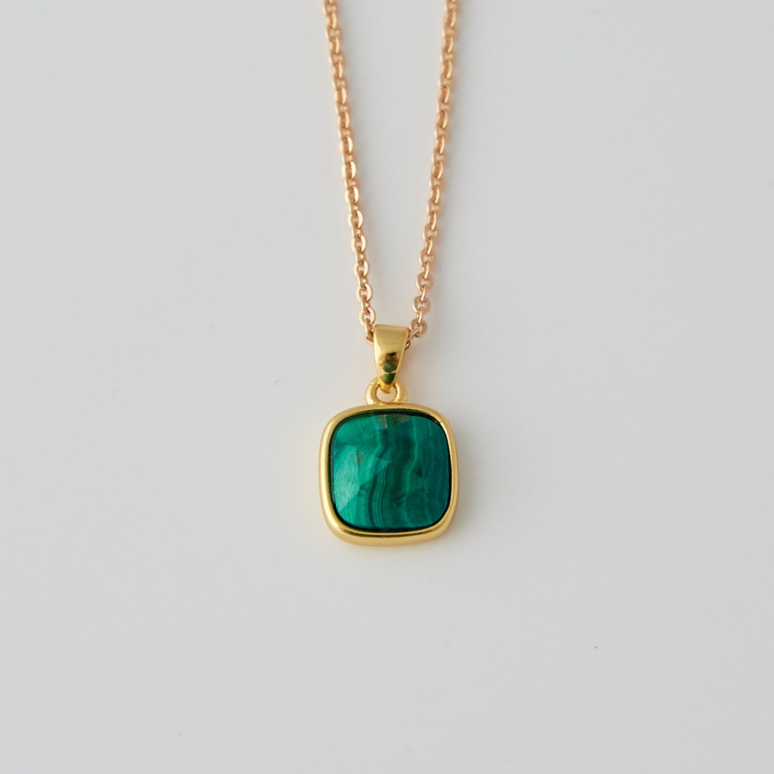 Natural Malachite necklace gold Heart chakra jewelry Gems | Etsy