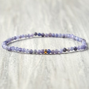 Dainty bracelet - Natural tanzanite bracelet December birthstone bracelet Blue tanzanite jewelry Gemstone bracelet throat chakra bracelet