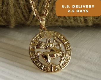 Zodiac necklace - Sagittarius necklace Zodiac jewelry Astrology necklace Sagittarius jewelry Gold chain necklace Simple necklace Zodiac gift