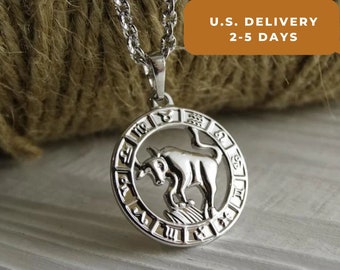 Zodiac necklace - Zodiac jewelry Taurus necklace Silver necklace Taurus jewelry Zodiac pendant necklace Horoscope necklace Astrology jewelry