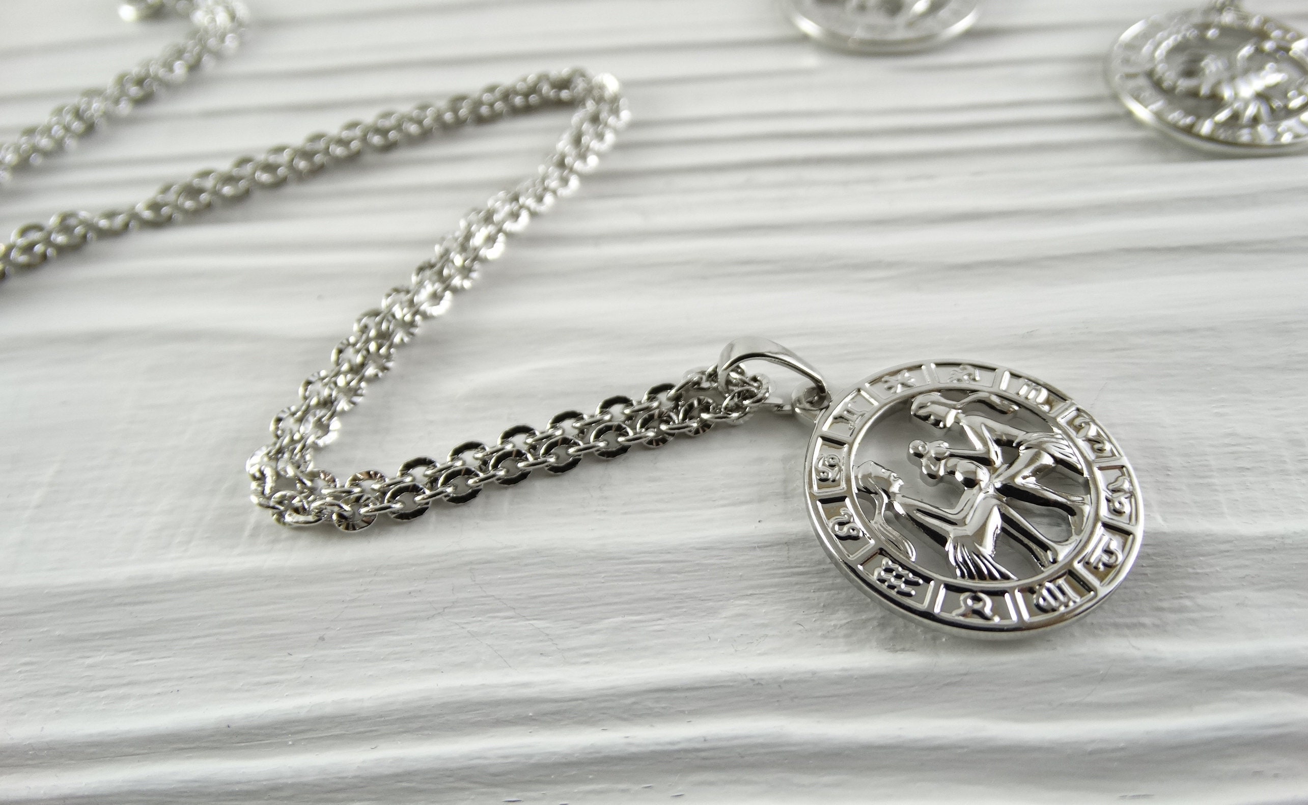 Gemini necklace gold Zodiac jewelry Mens zodiac necklace for Etsy