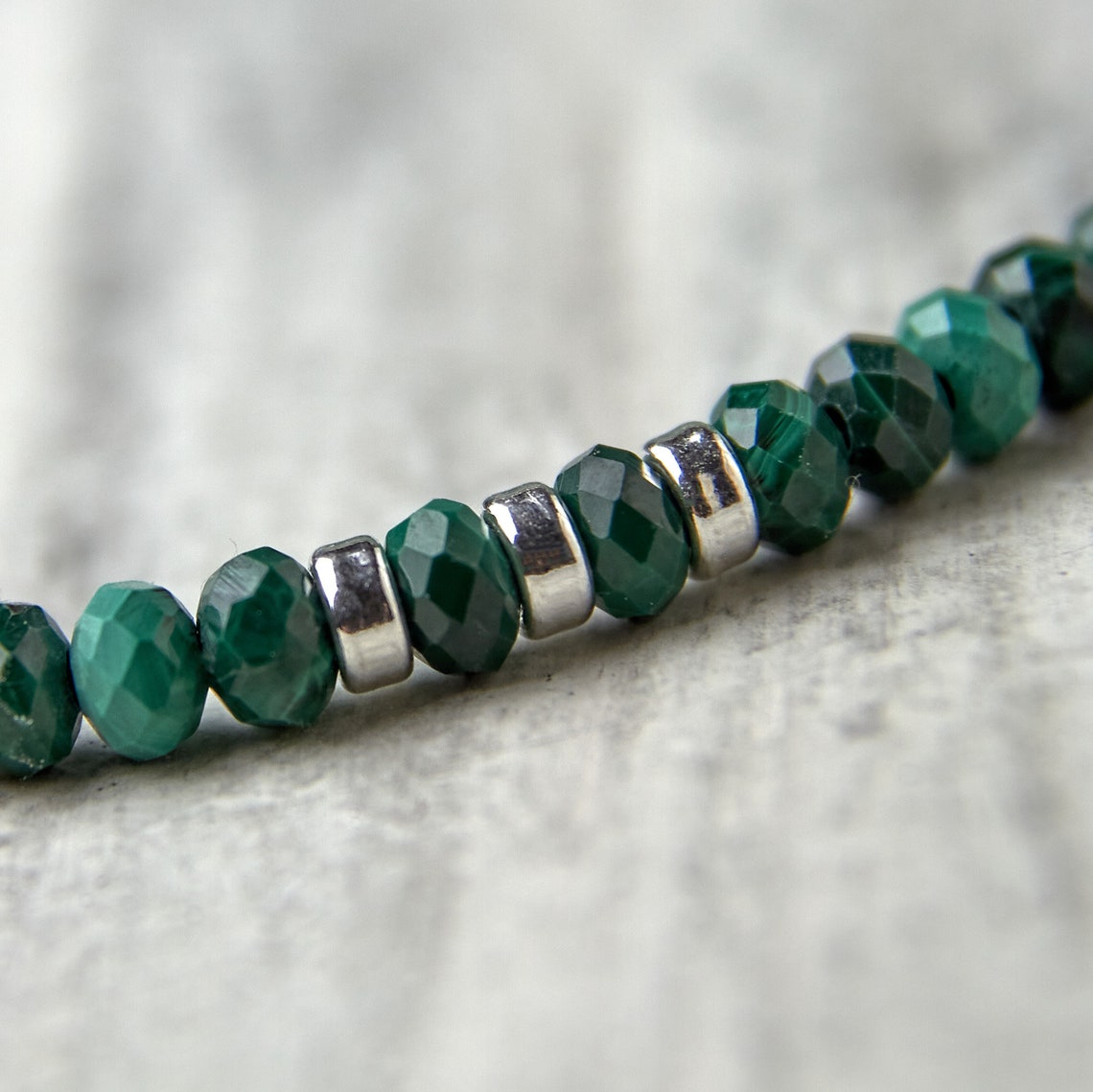 Genuine Malachite bracelet sterling silver / gold fill Etsy