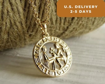 Zodiac necklace - Gemini necklace gold Mens zodiac necklace Gemini jewelry Astrology necklace women Zodiac sign jewelry Minimalist necklace