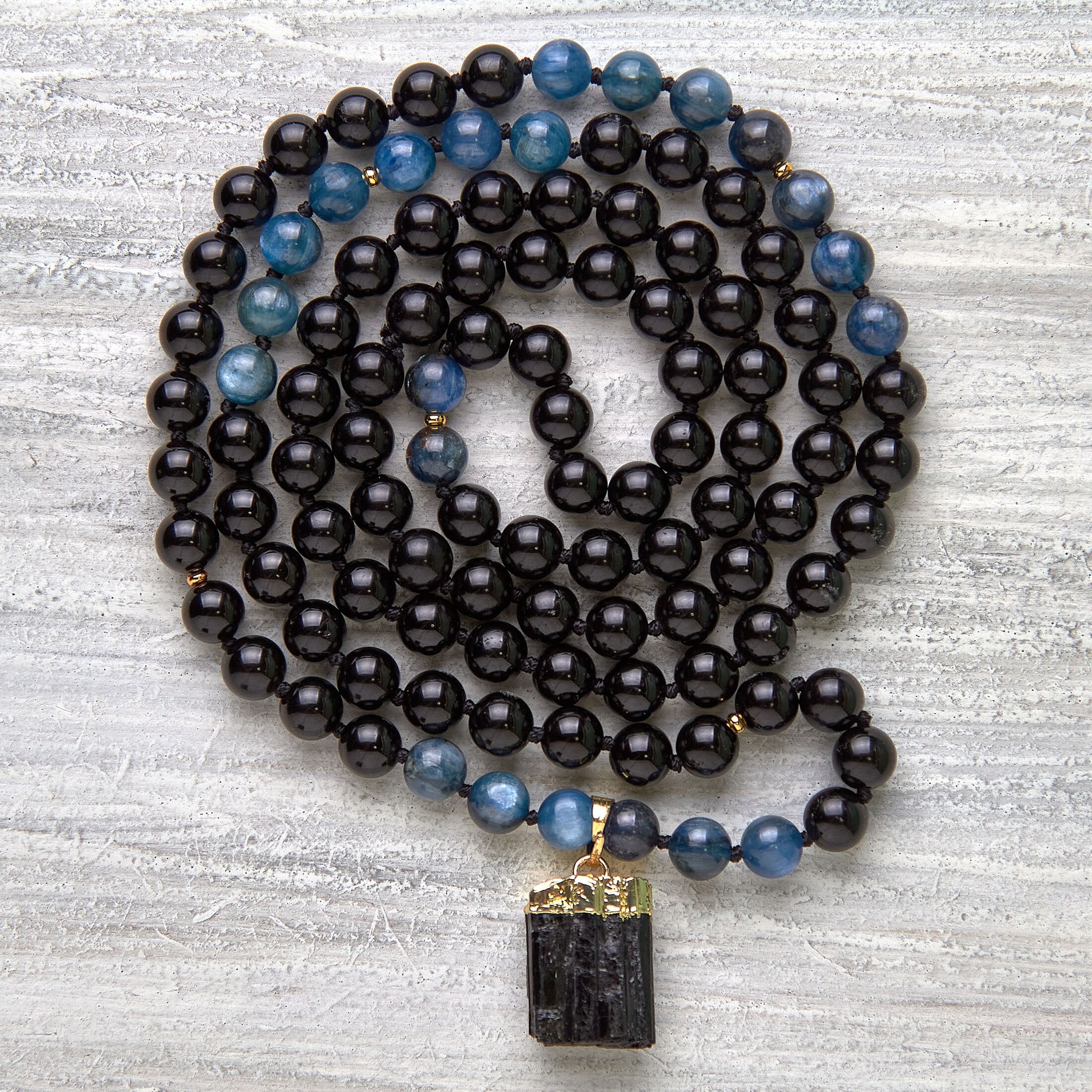 PROTECTION & CALMING Black tourmaline mala beads 108 Kyanite Etsy