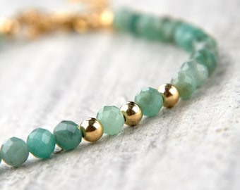 Gemstone bracelet - Emerald bracelet Womens christmas gift for her May birthstone bracelet Green emerald jewelry Womens adjustable bracelets