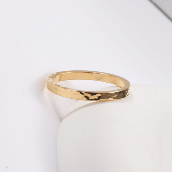 18k Eternity band Gold hammered ring Wedding ring Waterproof ring Hammered wedding band Minimalist ring Statement ring Simple stacked rings