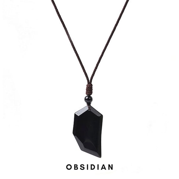 de obsidiana Collar para hombre de cristal - Etsy México