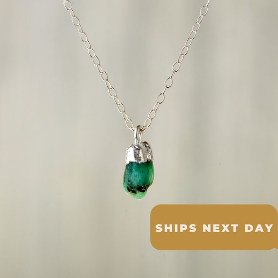 Ruwe smaragd ketting zilver sieraden Groene - Etsy Nederland