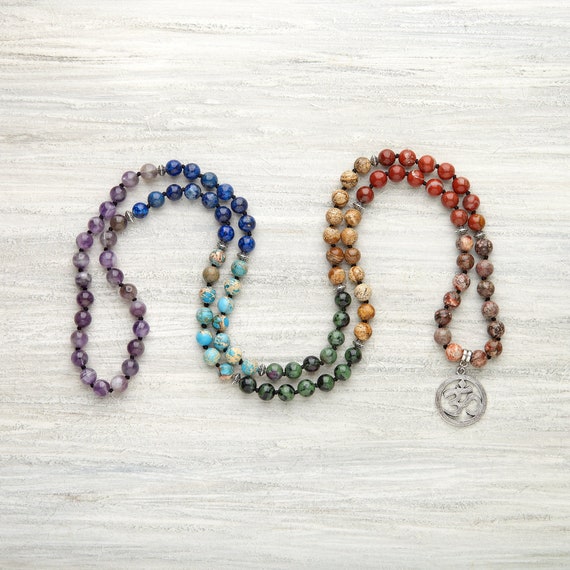 7 Chakra Mala Necklace 108 Prayer Beads 