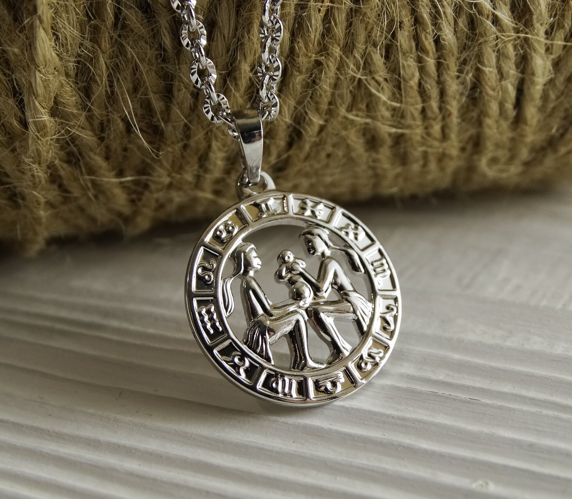 Gemini necklace gold Zodiac jewelry Mens zodiac necklace for Etsy