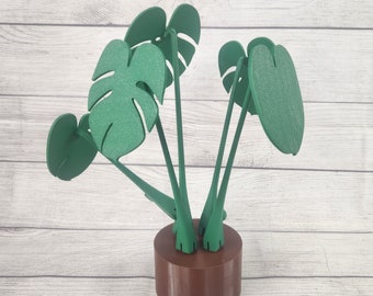 Monstera Plant - Coaster Set - 3D Printed - Leaves Attached with Magnets! Fake Monstera Plant