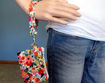Rifle Paper Floral Wristlet Wallet for Women: ID Holder, Key Fob