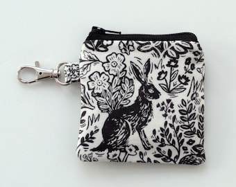 Rifle Paper Co. Earbud Case: Rabbit Mini Pouch Key chain Wallet, 3.5 x 3.75
