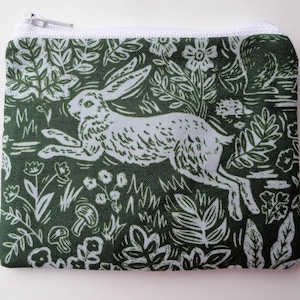 Monedero de conejo, monedero de conejito de Pascua, monedero de Pascua con cremallera, monedero verde de fábula de papel de rifle, pollitos, tarjetero, cartera pequeña para identificación, regalo de Pascua