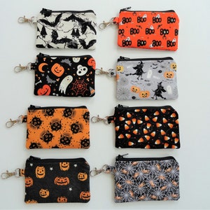 Halloween Change Purse,Bat Zip Pouch,Coin Purse Wallet,Cat Purse,Key Fob,Key chain Wallet,air pod case,5&quot; x 3.25&quot;