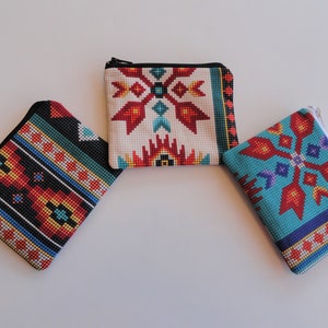 Western Zipper Pouch,Coin Card Purse,Southwest Wallet,Native American Gift,Aztec,Navajo,Tribal Change Purse,4&quot; x 5&quot;