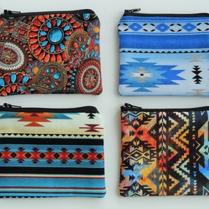 Western Zipper Pouch,Coin Purse,Earbud Case,Southwest Wallet,Native American Gift,Aztec pouch,Navajo,Air pod Pouch,Tribal Change Purse,4x5&quot;