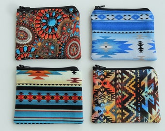 Coin Purse,Zip Pouch,Coin Pouch,Western Wallet,Native American,Southwest,Aztec,Navajo,Change Purse,Card ID Holder,Jewels,Purse Organizer