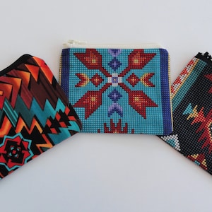Western Zipper Pouch,Coin Card Purse,Southwest Wallet,Native American Gift,Aztec,Navajo,Tribal Change Purse,4x5&quot;