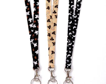 Halloween Skinny Long Lanyard: Teacher, Nurse, ID Badge - Free Key Ring