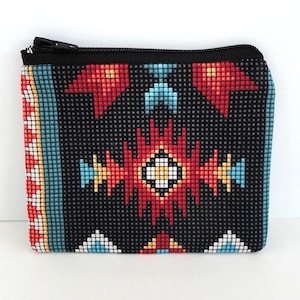 Western Zipper Pouch,Coin Card Purse,Southwest Wallet,Native American,Aztec,Navajo,Tribal,4"x5"