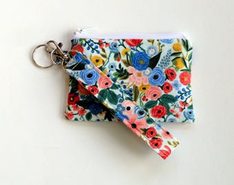 Rifle Paper Floral Wristlet Wallet for Women: ID Holder, Key Fob