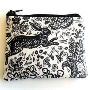 Rifle Paper Co. Wildwood Fable Coin Purse: Rabbit Zipper Pouch,earbud pouch