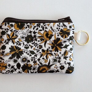 Monedero floral, monedero con cremallera, monedero, tarjetero, billetera de tela, llavero, mini llavero, estuche para auriculares, 12,7 x 8,9 cm