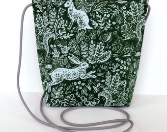 Rifle Paper Wildwood Fable Green Small Crossbody: Rabbit Purse,Easter Purse,Lined Vintage Style