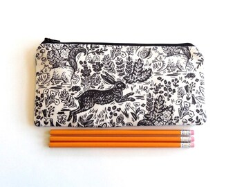 Rifle Paper Co. Wildwood Fable Cream Zipper Pouch: Large Pen & Cosmetic Case