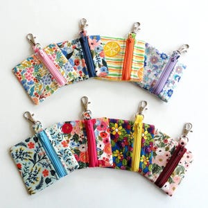 Rifle Paper Co. Earbud Case: Floral Mini Pouch Key chain Wallet, 3.75 x 3.25