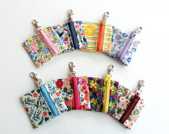 Rifle Paper Co. Earbud Case: Floral Mini Pouch Key chain Wallet, 3.75 x 3.25
