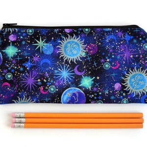 Celestial Zipper Pouch: Large Galaxy Pen & Cosmetic Case